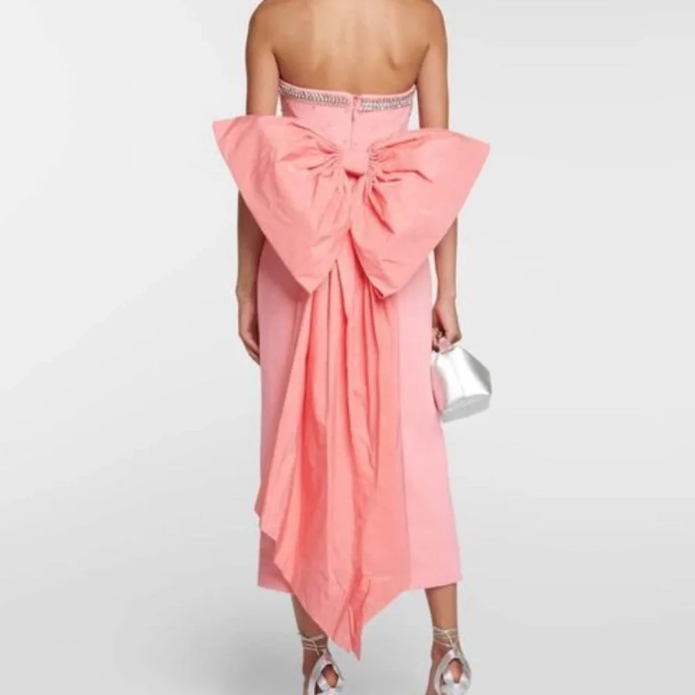 ✨ NWT Rebecca Vallance Brittany Bow Embellished Midi Dress | Pink | US 0 / AUS 4 - Picture 4 of 12